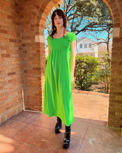 60s slime green empire waist mod maxi
