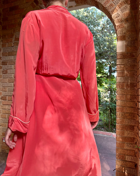40s salmon pink cold rayon dressing gown